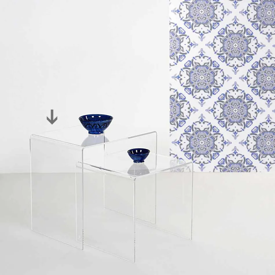 transparentní moderní design konferenční stolek 50x50cm Big Terry, made in Italy Viadurini