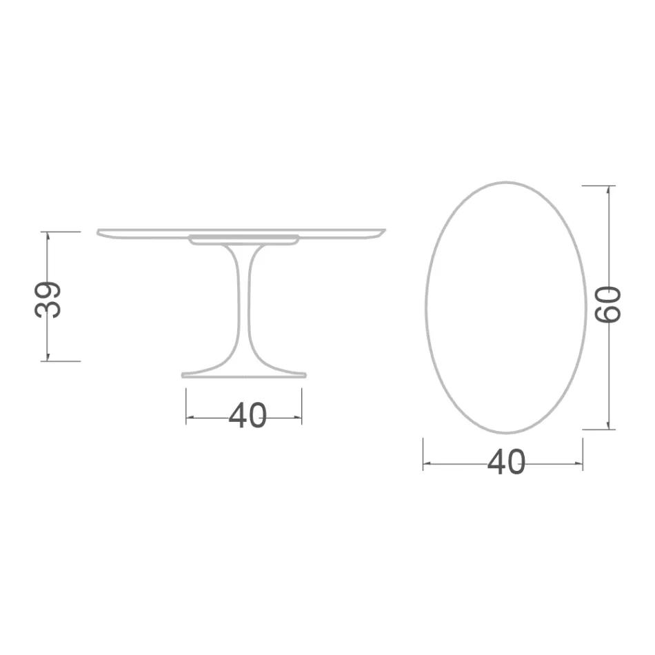 Konferenční stolek Tulipán Eero Saarinen H 39 Oval v černém tekutém laminátu Made in Italy - Scarlet Viadurini