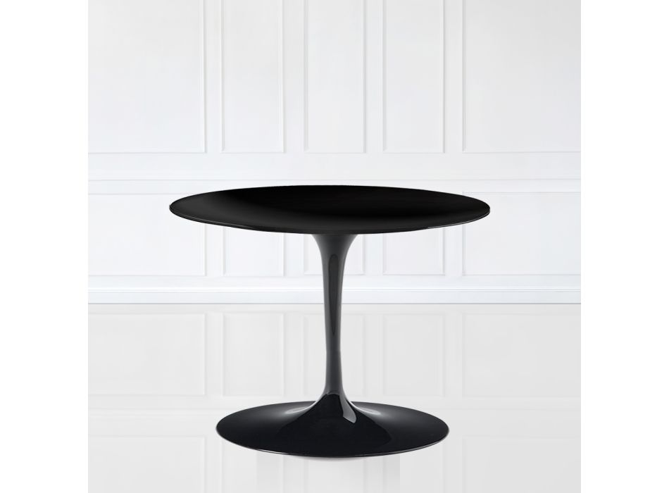 Konferenční stolek Tulipán Eero Saarinen H 39 Oval v černém tekutém laminátu Made in Italy - Scarlet Viadurini