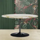 Tulipánový konferenční stolek Eero Saarinen H 41 s deskou z mramoru Caracatta ze zlata Made in Italy - Scarlet Viadurini