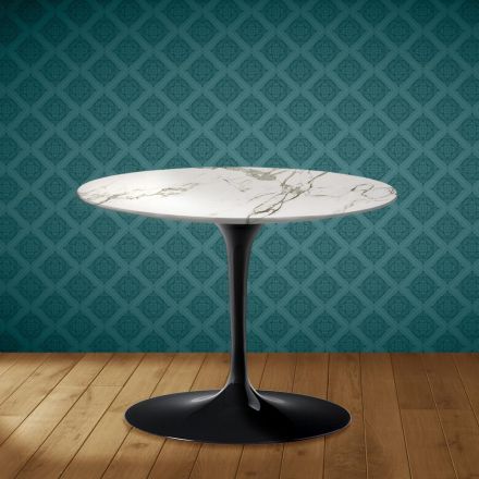 Konferenční stolek Eero Saarinen Tulip H 41 v keramické barvě Aura 22, vyrobeno v Itálii - Scarlet Viadurini
