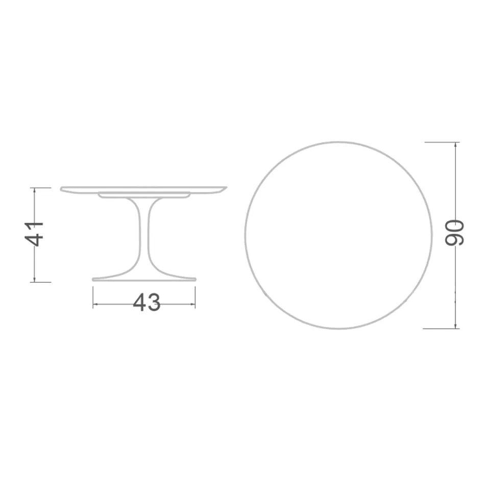 Tulipánový konferenční stolek Eero Saarinen H 41 v absolutně bílé keramice Made in Italy - Scarlet Viadurini