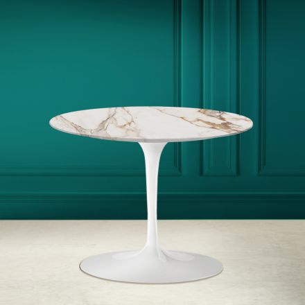 Konferenční stolek Tulipán Eero Saarinen H 41 v keramické Calacatta Antique White - Scarlet Viadurini