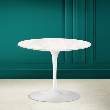Konferenční stolek Tulipán Eero Saarinen H 41 v keramickém diamantovém krému Made in Italy - Scarlet Viadurini
