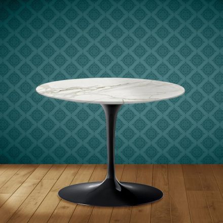 Konferenční stolek Eero Saarinen Tulip H 41 z leštěné keramiky, vyrobený v Itálii - Scarlet Viadurini