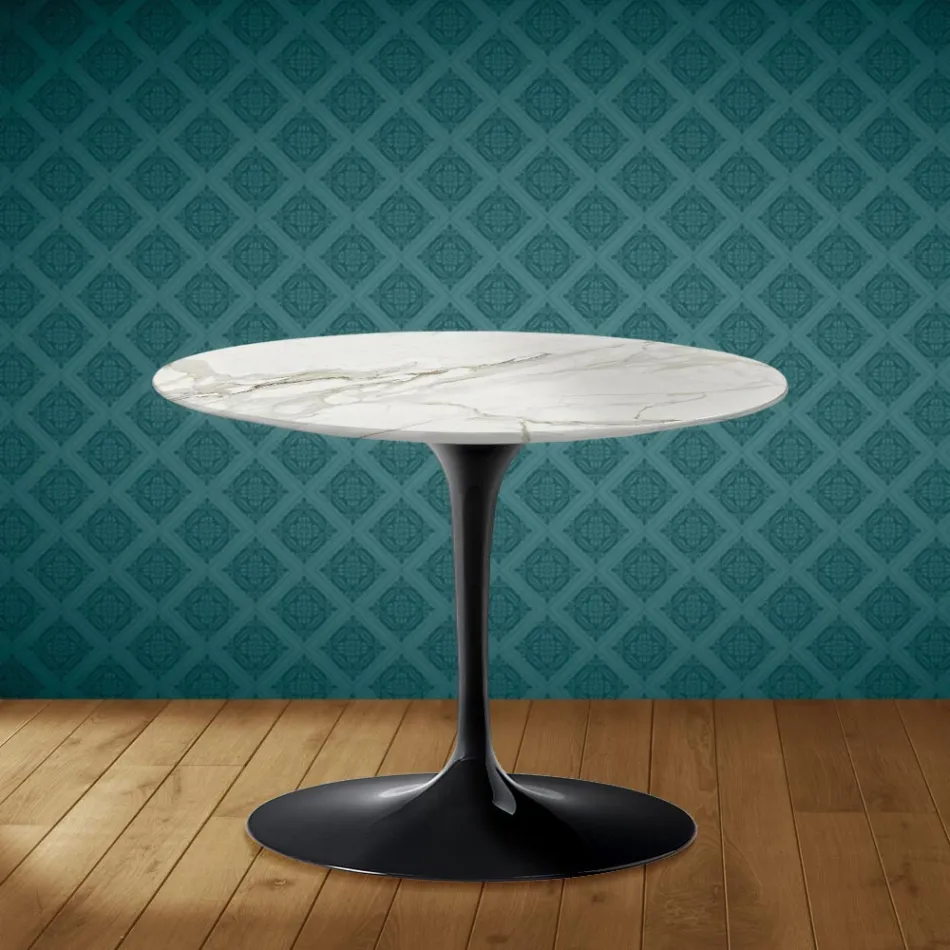 Konferenční stolek Eero Saarinen Tulip H 41 z leštěné keramiky, vyrobený v Itálii - Scarlet Viadurini