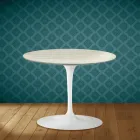 Konferenční stolek Eero Saarinen Tulip H 41 v keramice Marmorio, vyrobeno v Itálii - Scarlet Viadurini