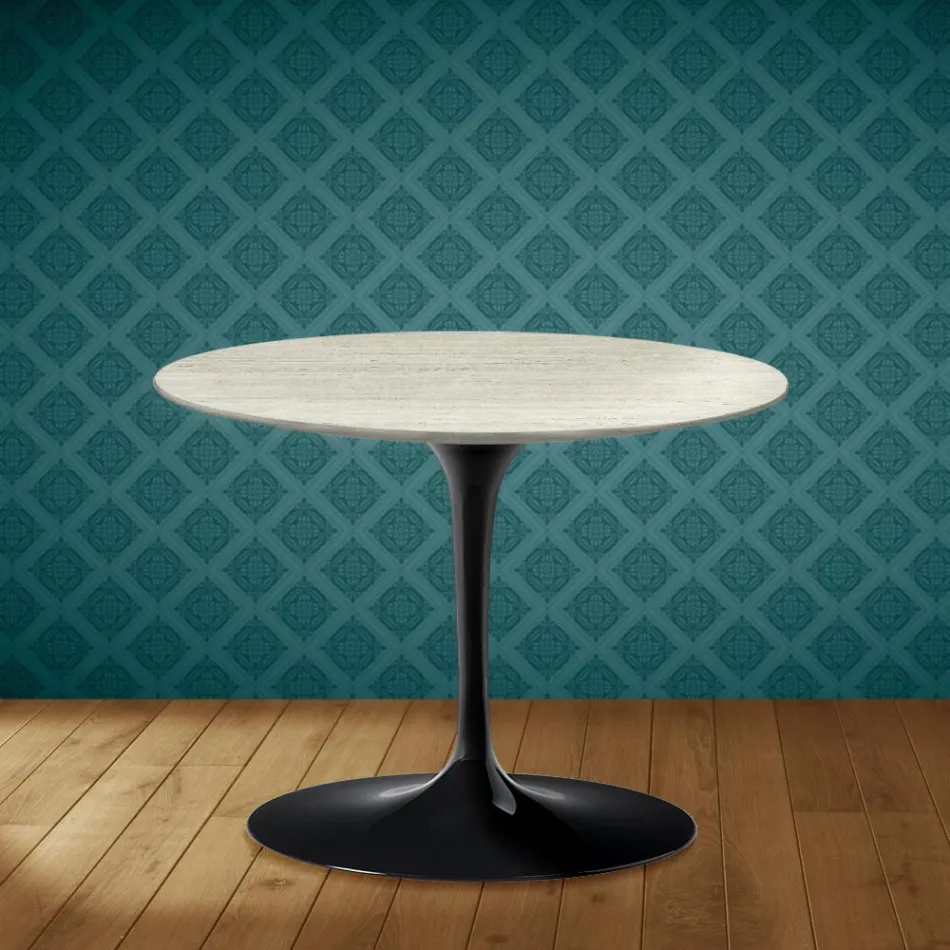 Konferenční stolek Eero Saarinen Tulip H 41 v keramice Marmorio, vyrobeno v Itálii - Scarlet Viadurini