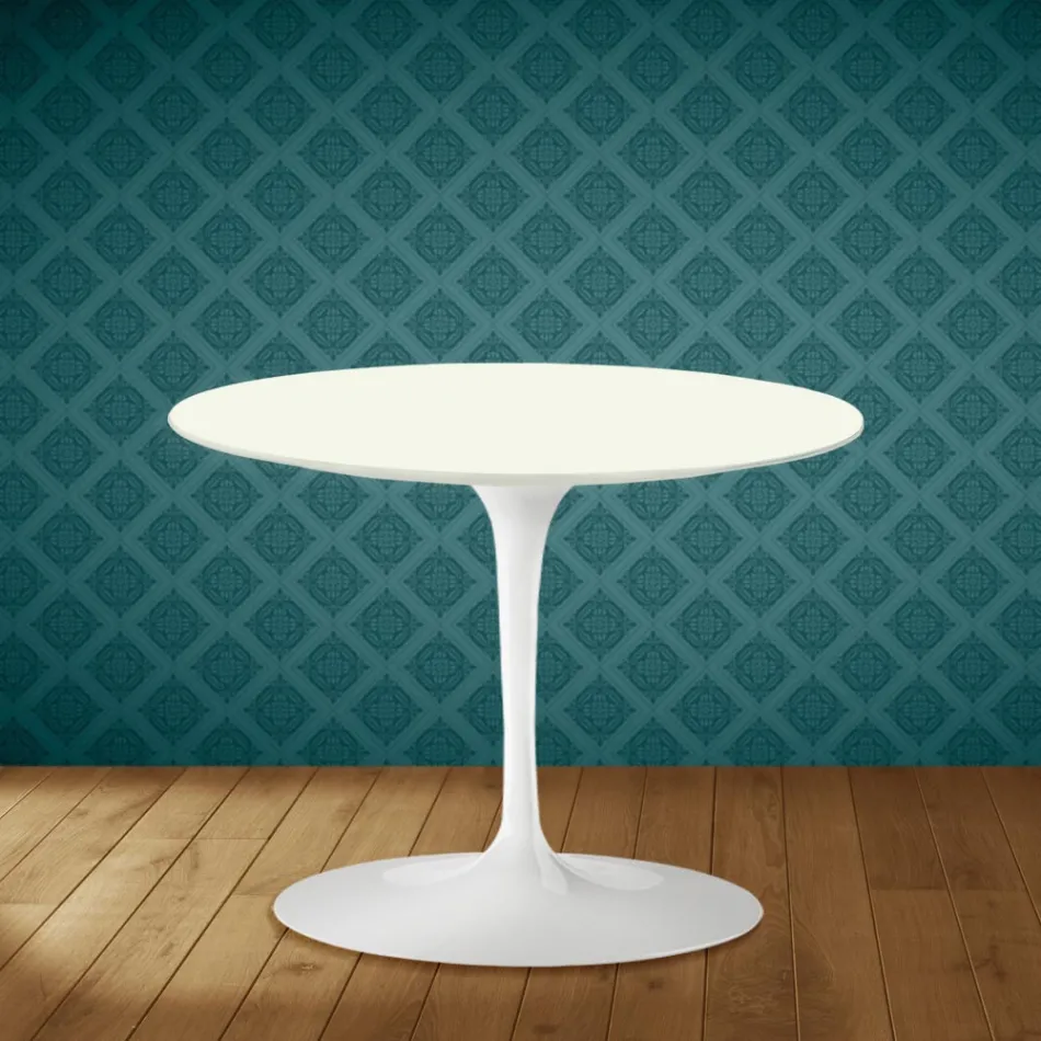 Konferenční stolek Eero Saarinen Tulip H 41 z keramiky Moonè, vyrobený v Itálii - Scarlet Viadurini