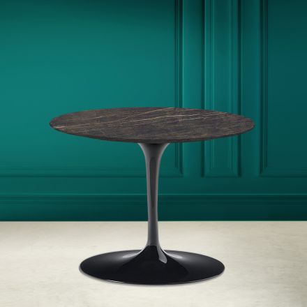Konferenční stolek Tulipán Eero Saarinen H 41 v barvě Noir Desire Made in Italy Keramika - šarlatová Viadurini