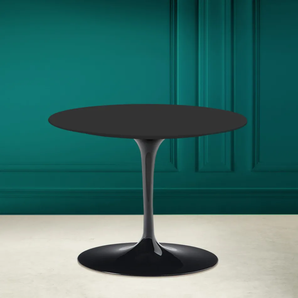 Tulipánový konferenční stolek Eero Saarinen H 41 in Noir Soft Ceramic Made in Italy - Scarlet Viadurini