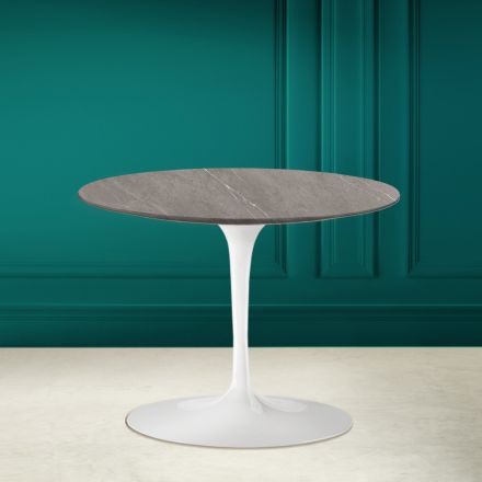Tulipánový konferenční stolek Eero Saarinen H 41 z šedé kamenné keramiky Made in Italy - Scarlet Viadurini