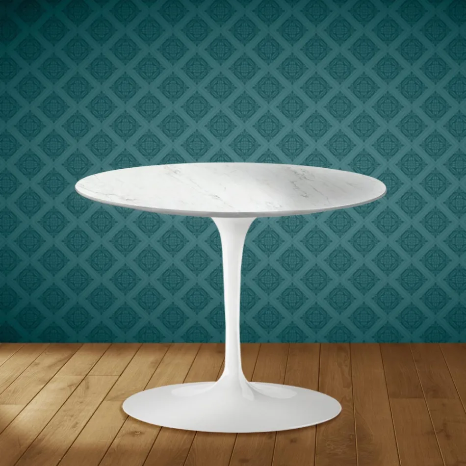 Konferenční stolek Eero Saarinen Tulip H 41 v keramice Salina, vyrobeno v Itálii - Scarlet Viadurini