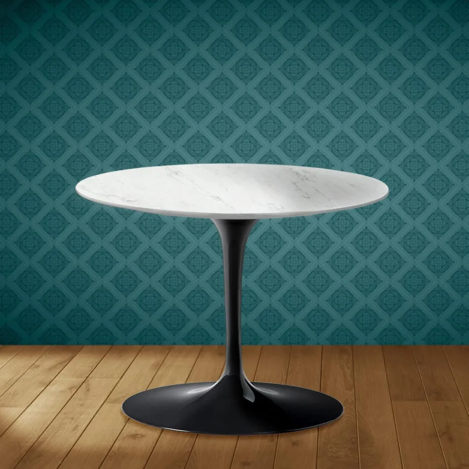 Konferenční stolek Eero Saarinen Tulip H 41 v keramice Salina, vyrobeno v Itálii - Scarlet Viadurini