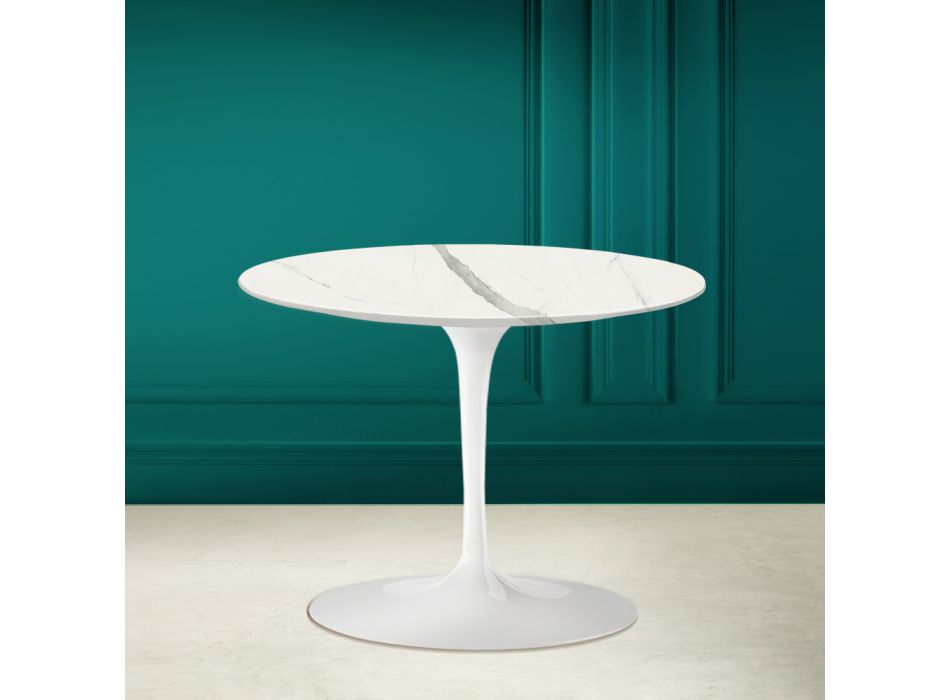 Tulipánový konferenční stolek Eero Saarinen H 41 celožilová sochařská keramika Made in Italy - Scarlet Viadurini