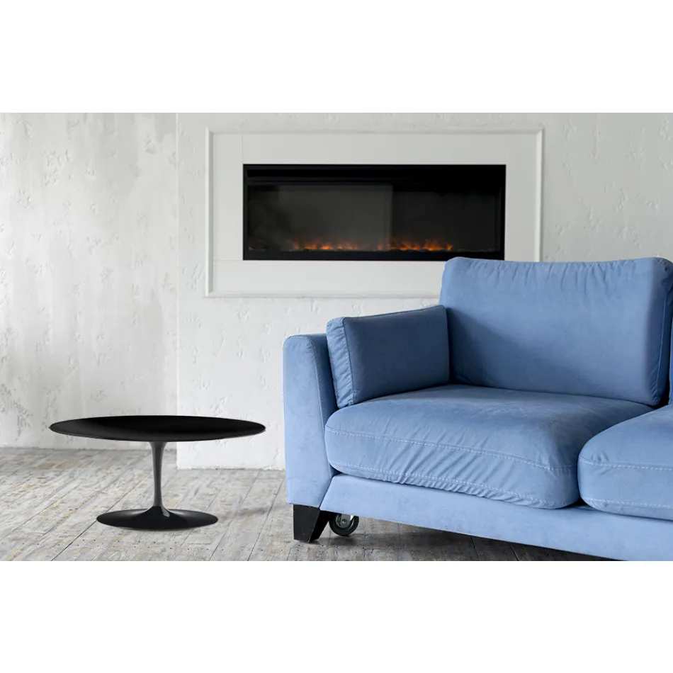 Konferenční stolek Tulipán Eero Saarinen H 41 Oval s černým tekutým laminátem - Scarlet Top Viadurini