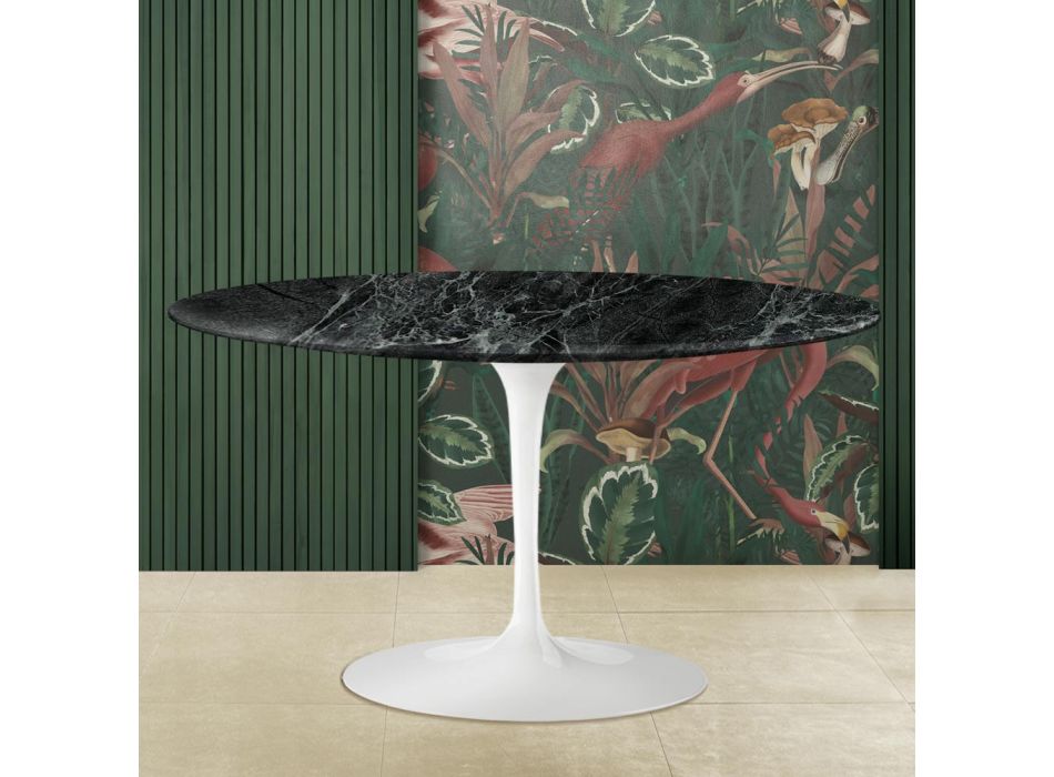 Eero Saarinen H 41 oválný tulipánový konferenční stolek s deskou z zeleného alpi mramoru Made in Italy - Scarlet Viadurini