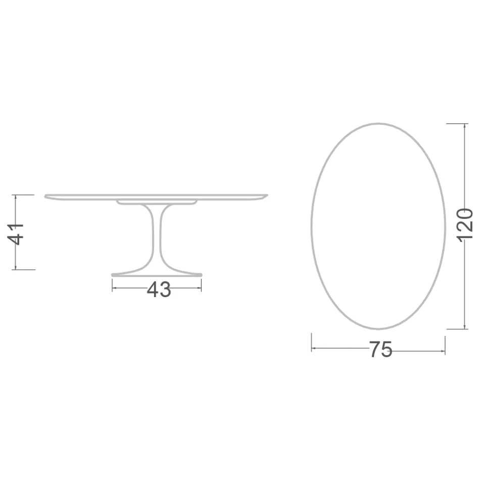 Eero Saarinen H 41 oválný tulipánový konferenční stolek s deskou z zeleného alpi mramoru Made in Italy - Scarlet Viadurini