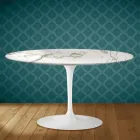 Konferenční stolek Eero Saarinen H 41 Oval Tulip v keramické barvě Aura 22 - Scarlet Viadurini