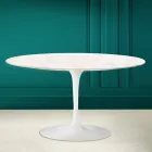 Eero Saarinen H 41 oválný tulipánový konferenční stolek v diamantové krémové keramice Made in Italy - Scarlet Viadurini