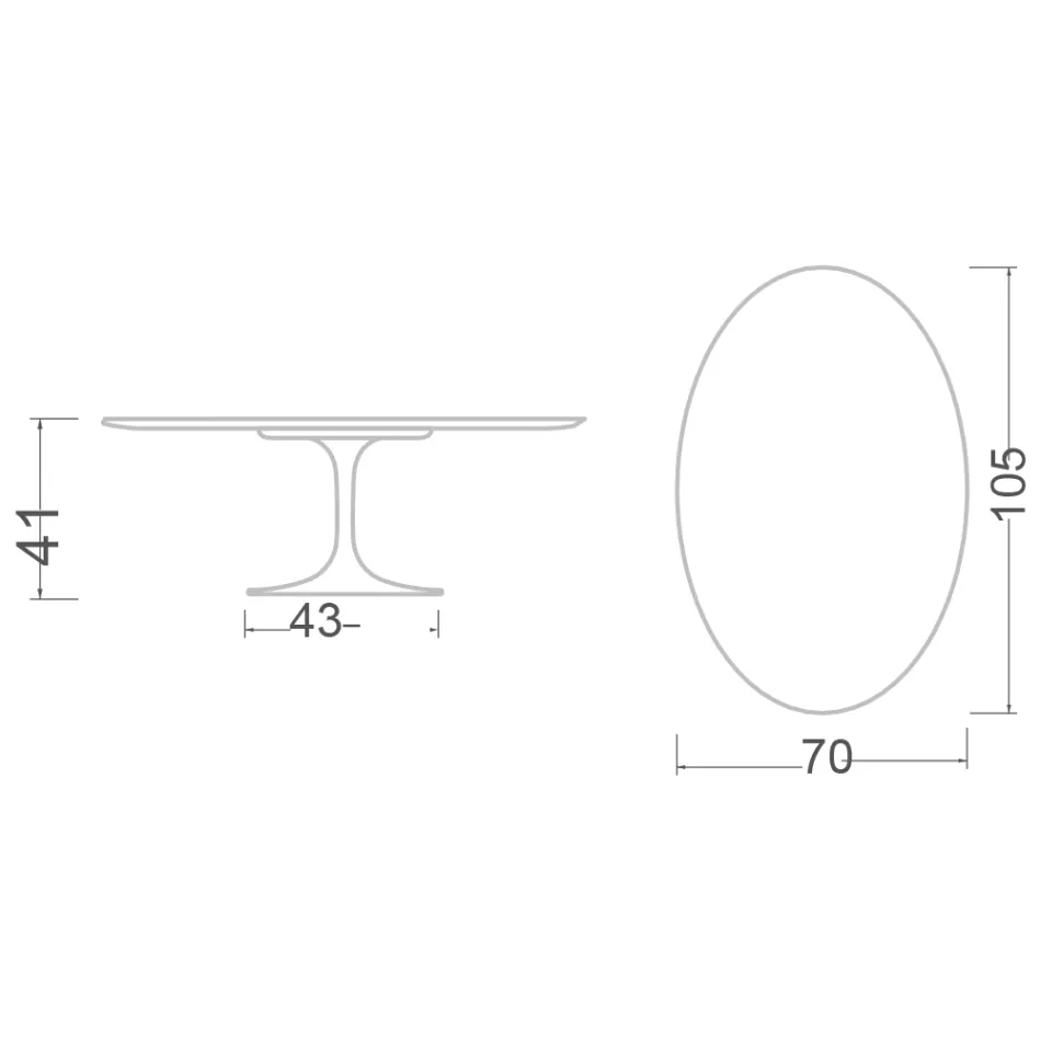 Eero Saarinen H 41 oválný tulipánový konferenční stolek v diamantové krémové keramice Made in Italy - Scarlet Viadurini