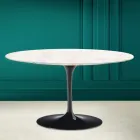 Eero Saarinen H 41 oválný tulipánový konferenční stolek v diamantové krémové keramice Made in Italy - Scarlet Viadurini