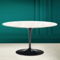 Tulipán Eero Saarinen H 41 oválný konferenční stolek v diamantové krémové keramice Made in Italy - Scarlet