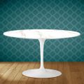 Tulipán Eero Saarinen H 41 oválný konferenční stolek z keramiky Entzo Made in Italy - Scarlet