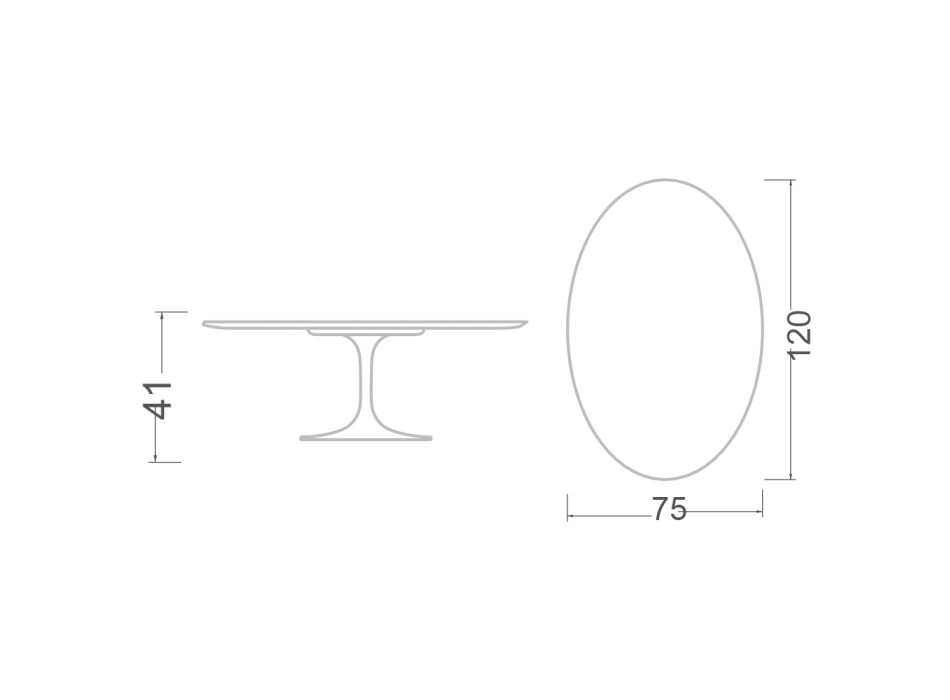 Tulipánový konferenční stolek Eero Saarinen H 41 Oval in Entzo Ceramic Made in Italy - Scarlet Viadurini