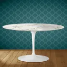 Konferenční stolek Eero Saarinen Tulip H 41 Oval z lesklé keramiky Vyrobeno v Itálii - Scarlet Viadurini