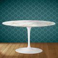 Konferenční stolek Eero Saarinen Tulip H 41 Oval z lesklé keramiky Vyrobeno v Itálii - Scarlet