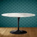 Konferenční stolek Eero Saarinen Tulip H 41 Oval z lesklé keramiky Vyrobeno v Itálii - Scarlet Viadurini