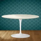 Konferenční stolek Eero Saarinen Tulip H 41 Oval v keramice Marmorio, vyrobeno v Itálii - Scarlet Viadurini