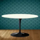 Konferenční stolek Eero Saarinen Tulip H 41 Oval z keramiky Moonè, vyrobený v Itálii - Scarlet Viadurini