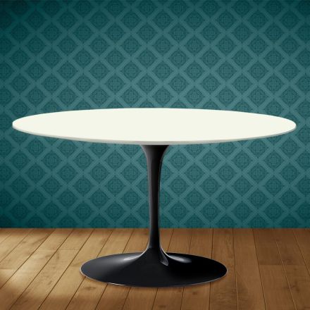 Konferenční stolek Eero Saarinen Tulip H 41 Oval z keramiky Moonè, vyrobený v Itálii - Scarlet Viadurini