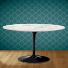 Tulipánový konferenční stolek Eero Saarinen H 41 Oval in Morpheus Keramika Made in Italy - Scarlet Viadurini