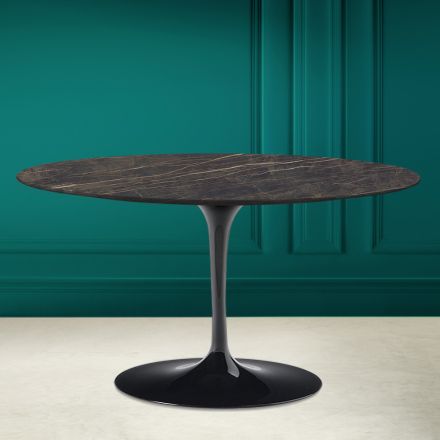 Tulipánový konferenční stolek Eero Saarinen H 41 Oval in Noir Desire Keramika Made in Italy - Scarlet Viadurini