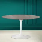 Eero Saarinen H 41 oválný tulipánový konferenční stolek z šedé kamenné keramiky Made in Italy - Scarlet Viadurini