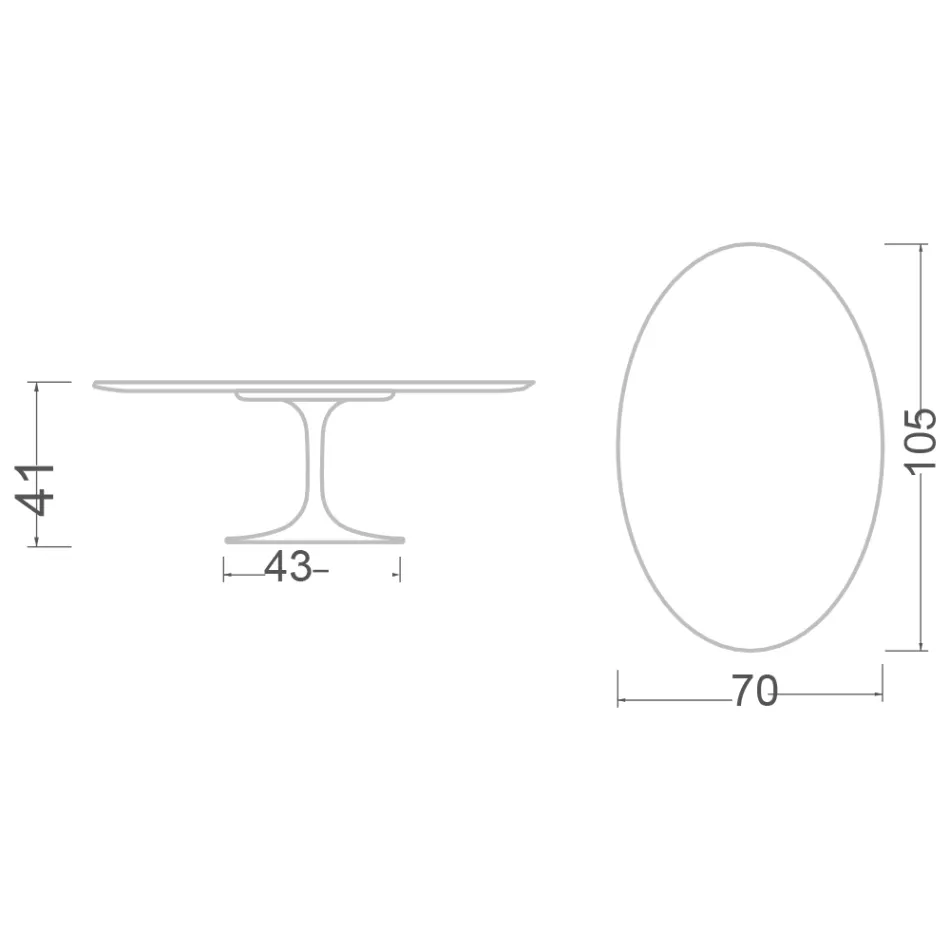 Eero Saarinen H 41 oválný tulipánový konferenční stolek z šedé kamenné keramiky Made in Italy - Scarlet Viadurini