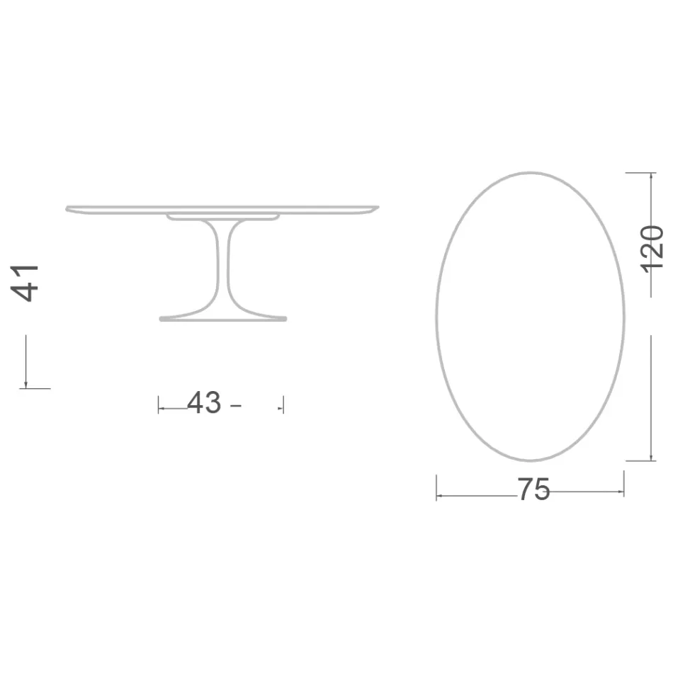 Eero Saarinen H 41 oválný tulipánový konferenční stolek z šedé kamenné keramiky Made in Italy - Scarlet Viadurini
