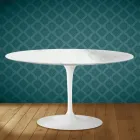 Konferenční stolek Eero Saarinen Tulip H 41 Oval v keramice Salina, vyrobeno v Itálii - Scarlet Viadurini