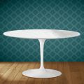 Konferenční stolek Eero Saarinen Tulip H 41 Oval v keramice Salina - vyrobeno v Itálii - Scarlet