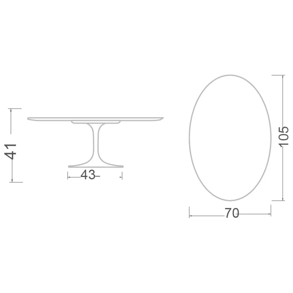 Konferenční stolek Eero Saarinen Tulip H 41 Oval v keramice Salina, vyrobeno v Itálii - Scarlet Viadurini