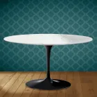 Konferenční stolek Eero Saarinen Tulip H 41 Oval v keramice Salina, vyrobeno v Itálii - Scarlet Viadurini