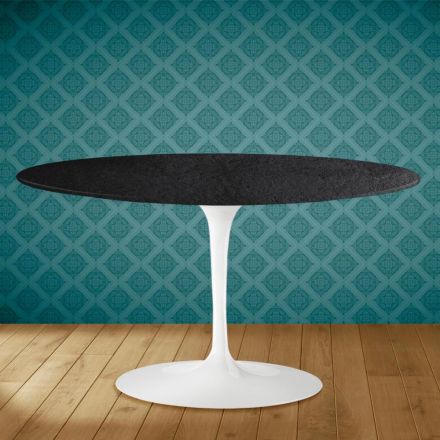 Tulipánový konferenční stolek Eero Saarinen H 41 Oval z keramiky Sirius Made in Italy - Scarlet Viadurini