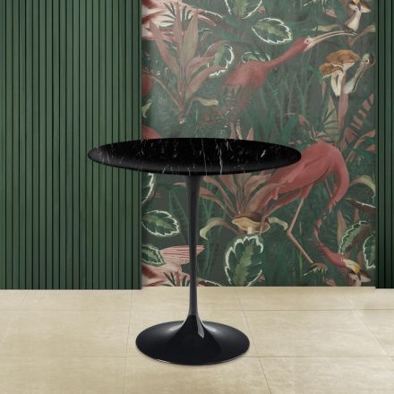 Konferenční stolek Tulipán Eero Saarinen H 52 s mramorovou deskou z černé markýzy Made in Italy - Scarlet Viadurini