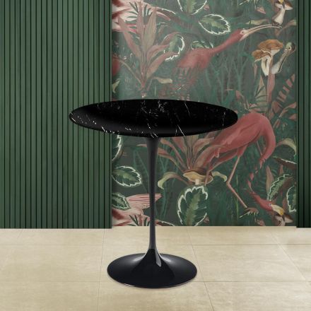 Konferenční stolek Tulipán Eero Saarinen H 52 v černém mramoru Marquinia Made in Italy - Scarlet Viadurini