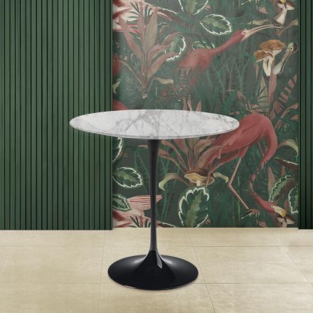 Konferenční stolek Tulipán Eero Saarinen H 52 Oval z mramoru Arabescato Made in Italy Viadurini