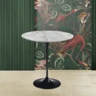 Konferenční stolek Tulipán Eero Saarinen H 52 Kulatý z mramoru Arabescato Made in Italy - Scarlet Viadurini