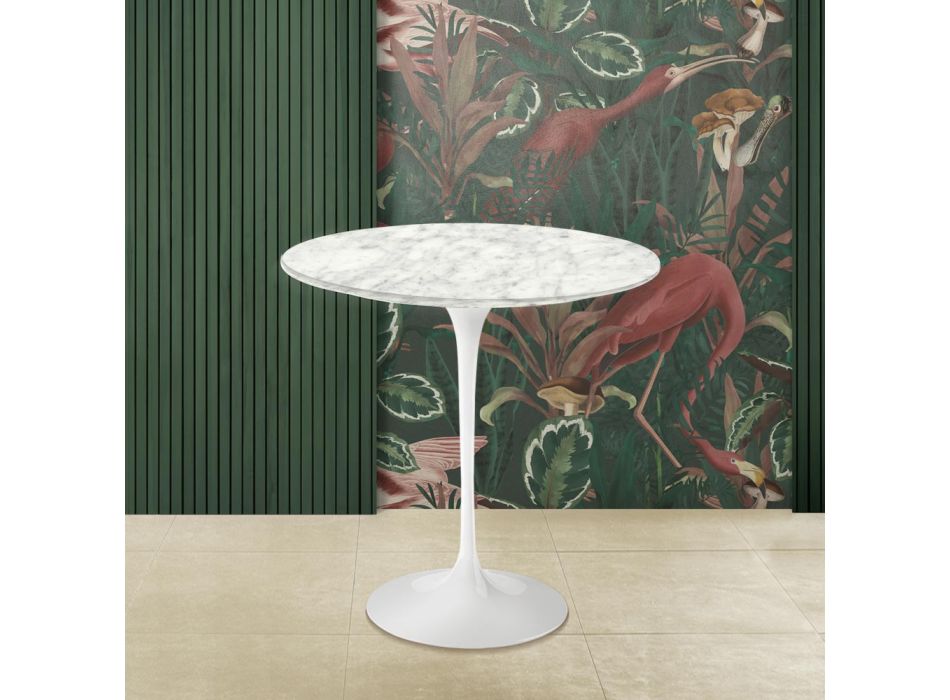 Tulipánový konferenční stolek Eero Saarinen H 52 Round z carrarského mramoru Made in Italy - Scarlet Viadurini